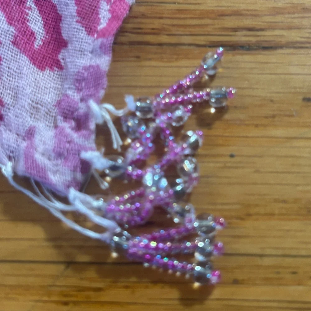 Fresh Produce 100% Cotton Pink Patterned Scarf | Tassel Fringe